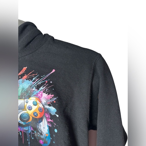 Fruit of the Loom Kids Hoodie Black Gamer Graphic Sweatshirt Size 7-8 - Picture 2 of 7